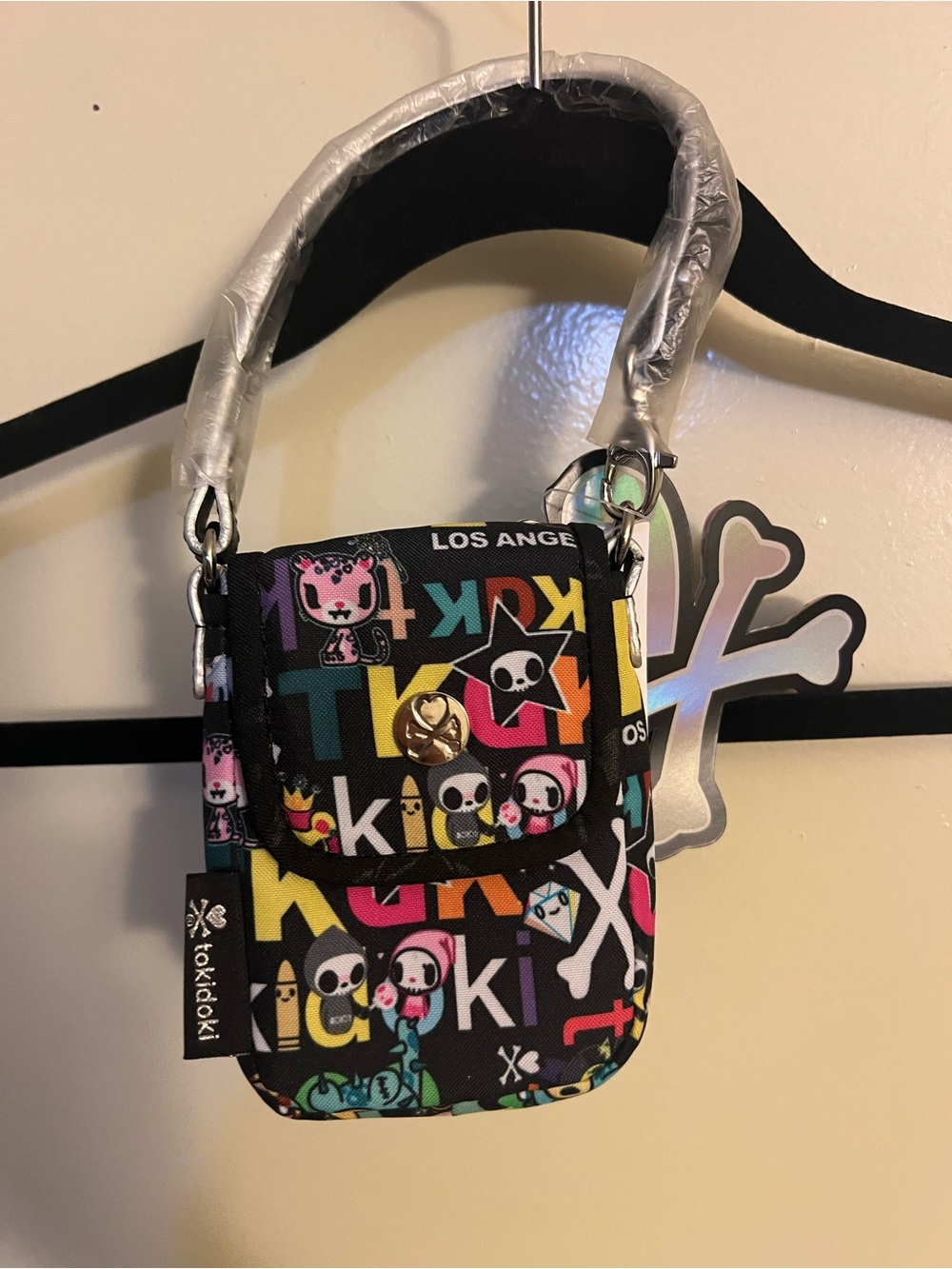 tokidoki Black Multicolor Kids Crossbody Pouch with Character Print